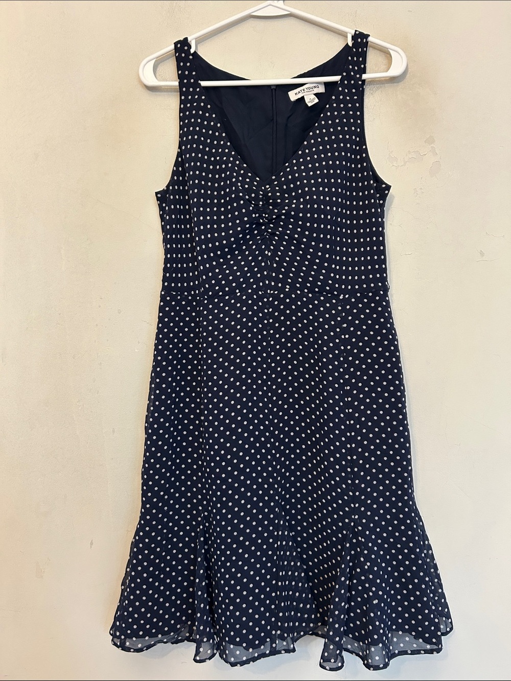 Kate Young for Target Navy Polka Dot Sleeveless Dress ( no belt) Size 8 VGUC